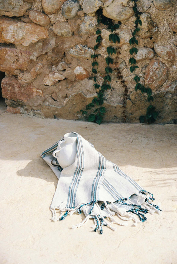 Leinen Hamamtuch "Turquoise"