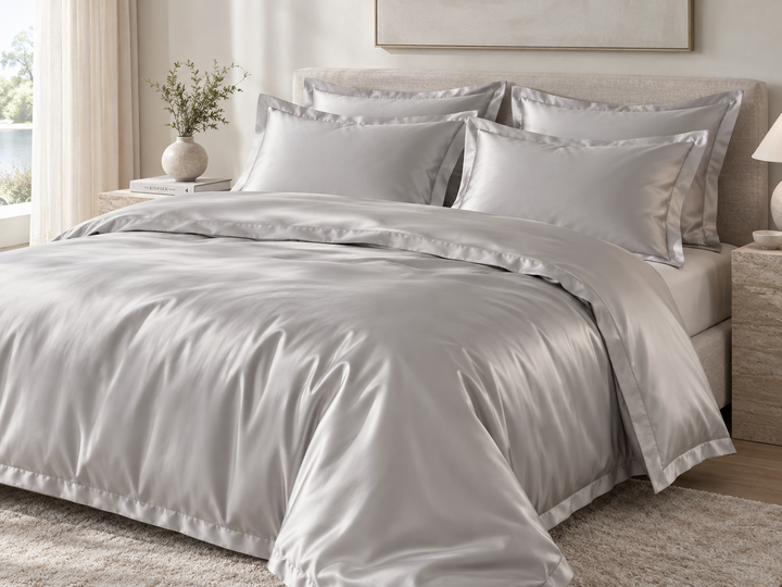 Satin Bettwäsche 430 TC "Suave Cool Grey", Ägyptische Baumwolle