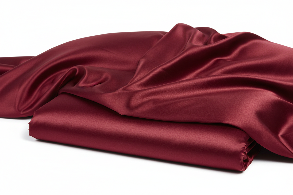 glänzende, Baumwoll Satin Bettwäsche, gefalten, Celso de Lemos "Secret", Farbe Rubis, ein intensiver Rotton, eher dunkel