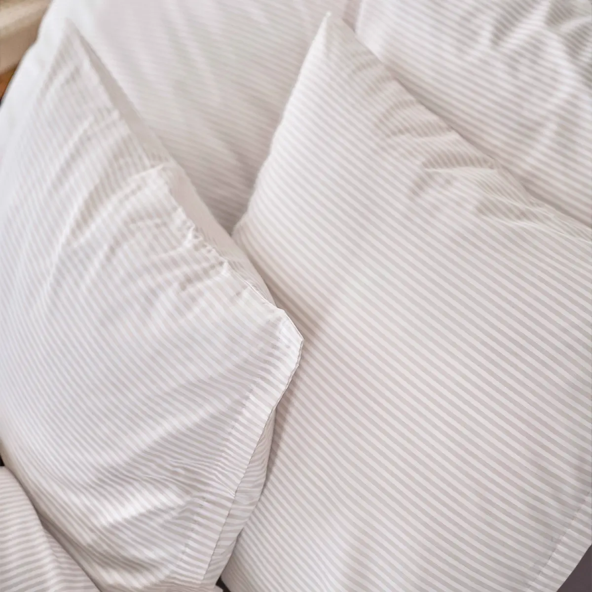 Frische Popeline Bettwäsche "Bari Stripe Beige"