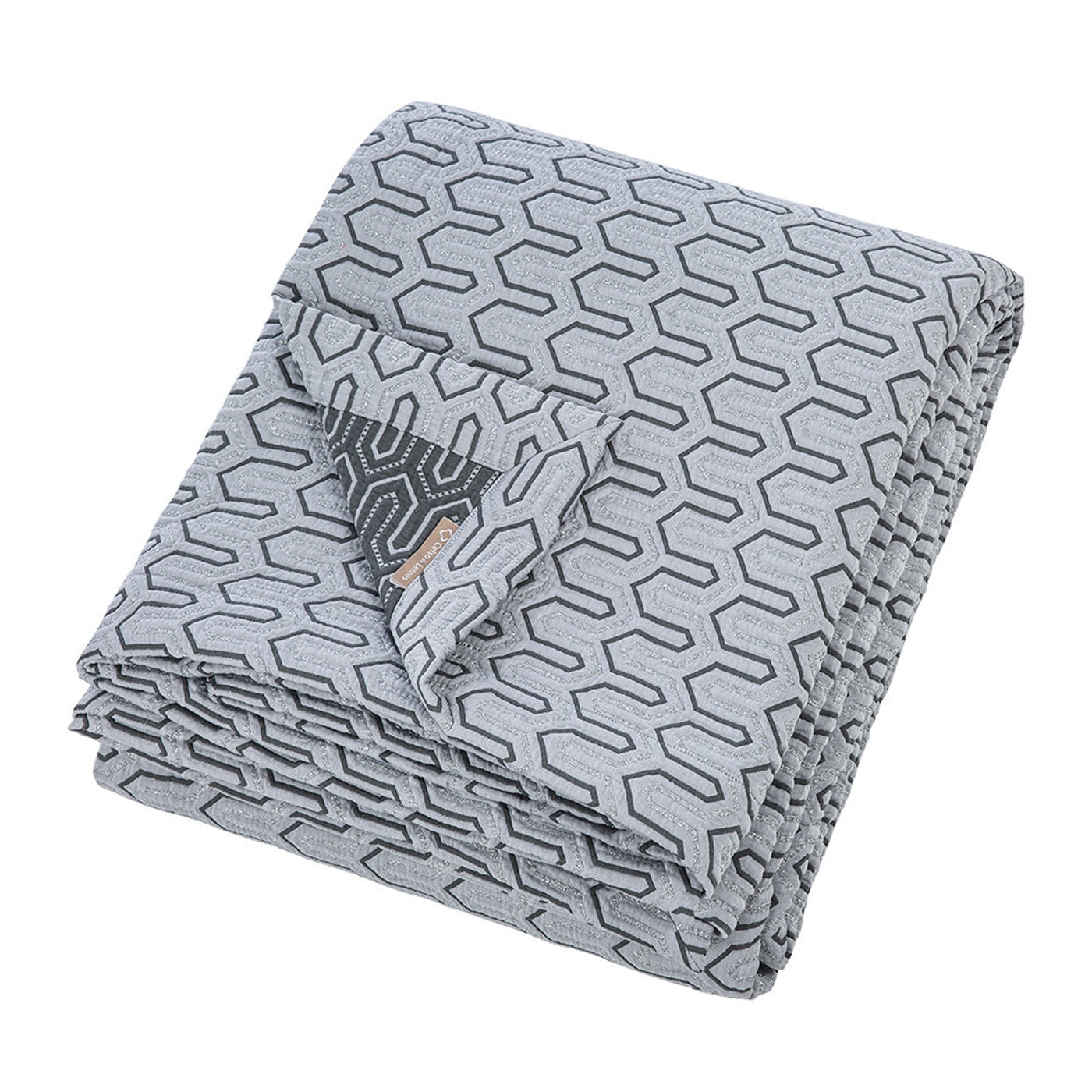 Jacquard Tagesdecke & Kissen "Vendôme" in Silver & Gold