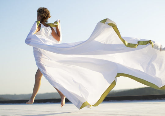 Percale Bed Sheet with Satin Border "Hella" in 21 Colors