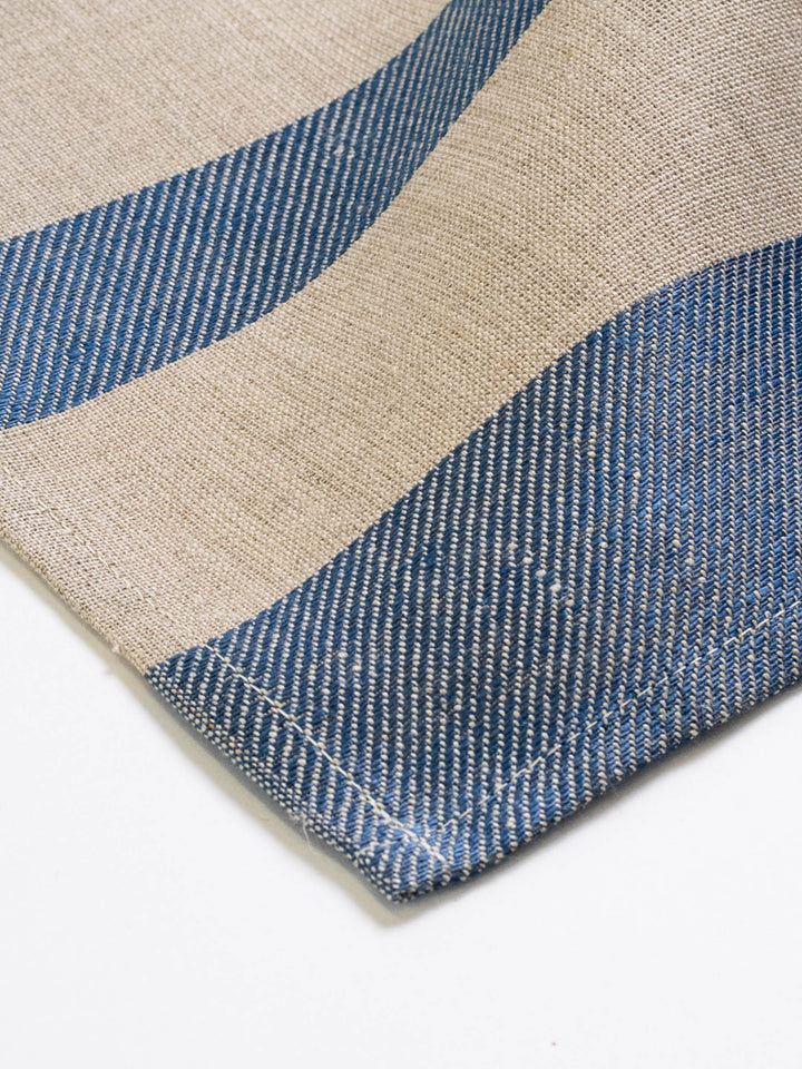 Leinen Gläsertuch "Blockstreif natur - blau"