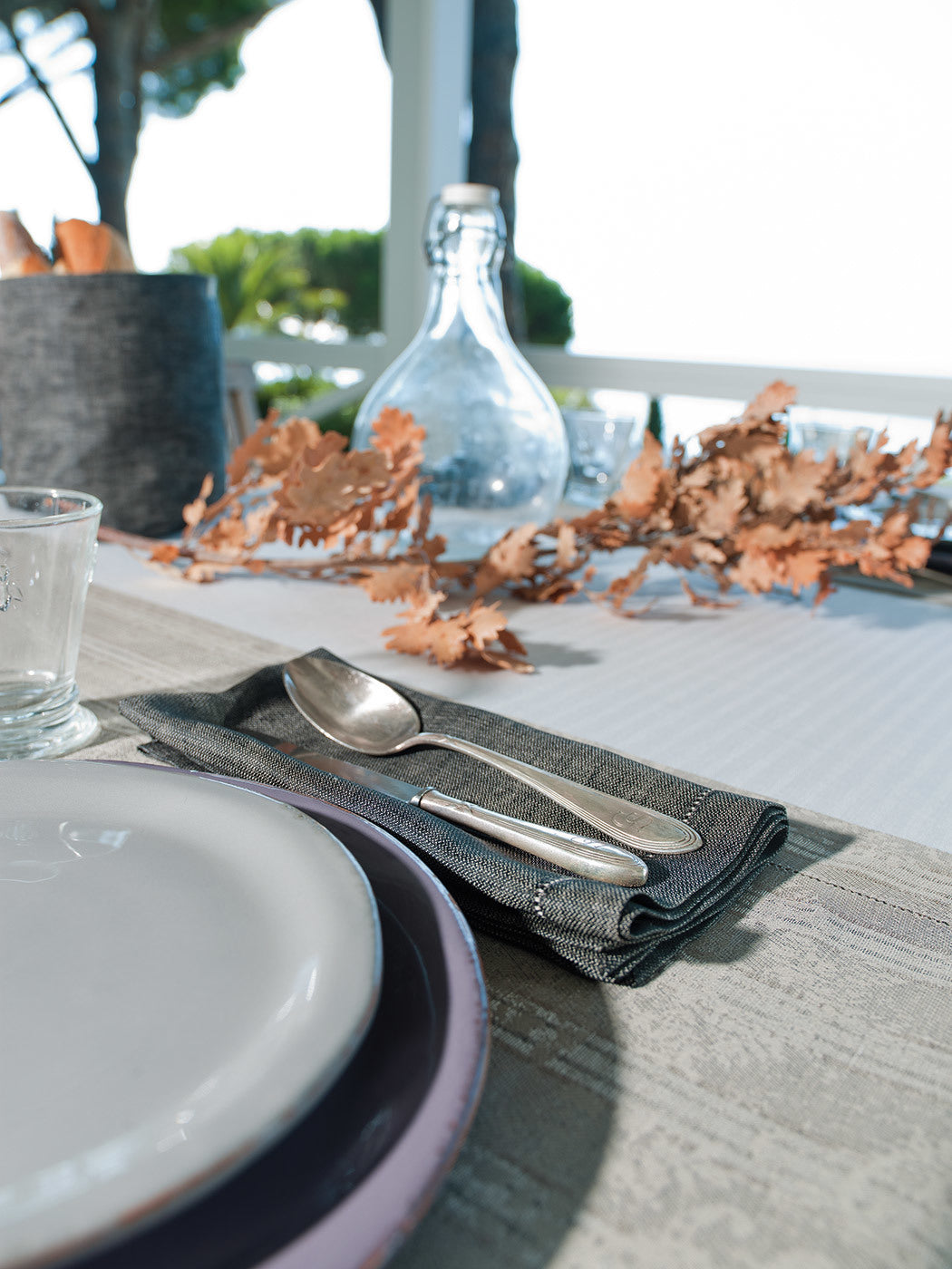 Leinen Serviette & Tischset "Uni 163" in 14 Farben