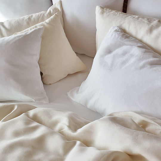 Linen Bedding "Moon" - White