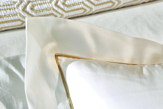 Satin bed linen Giza Cotton "Bourdon" White Gold"