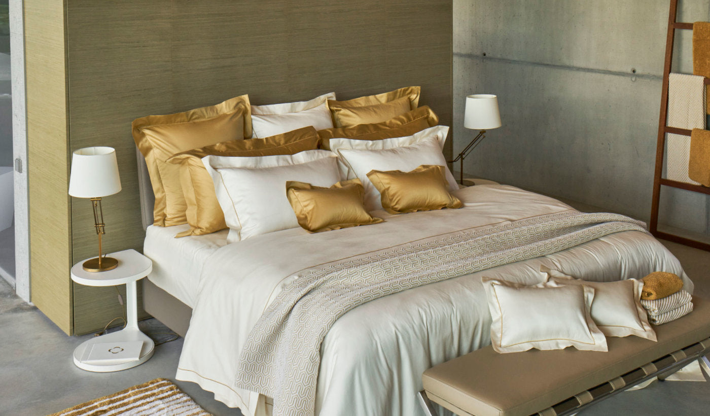 Satin Bettwäsche Giza Cotton "Bourdon" White Gold"