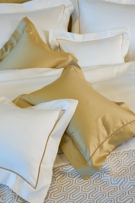 Satin bed linen Giza Cotton "Bourdon" White Gold"