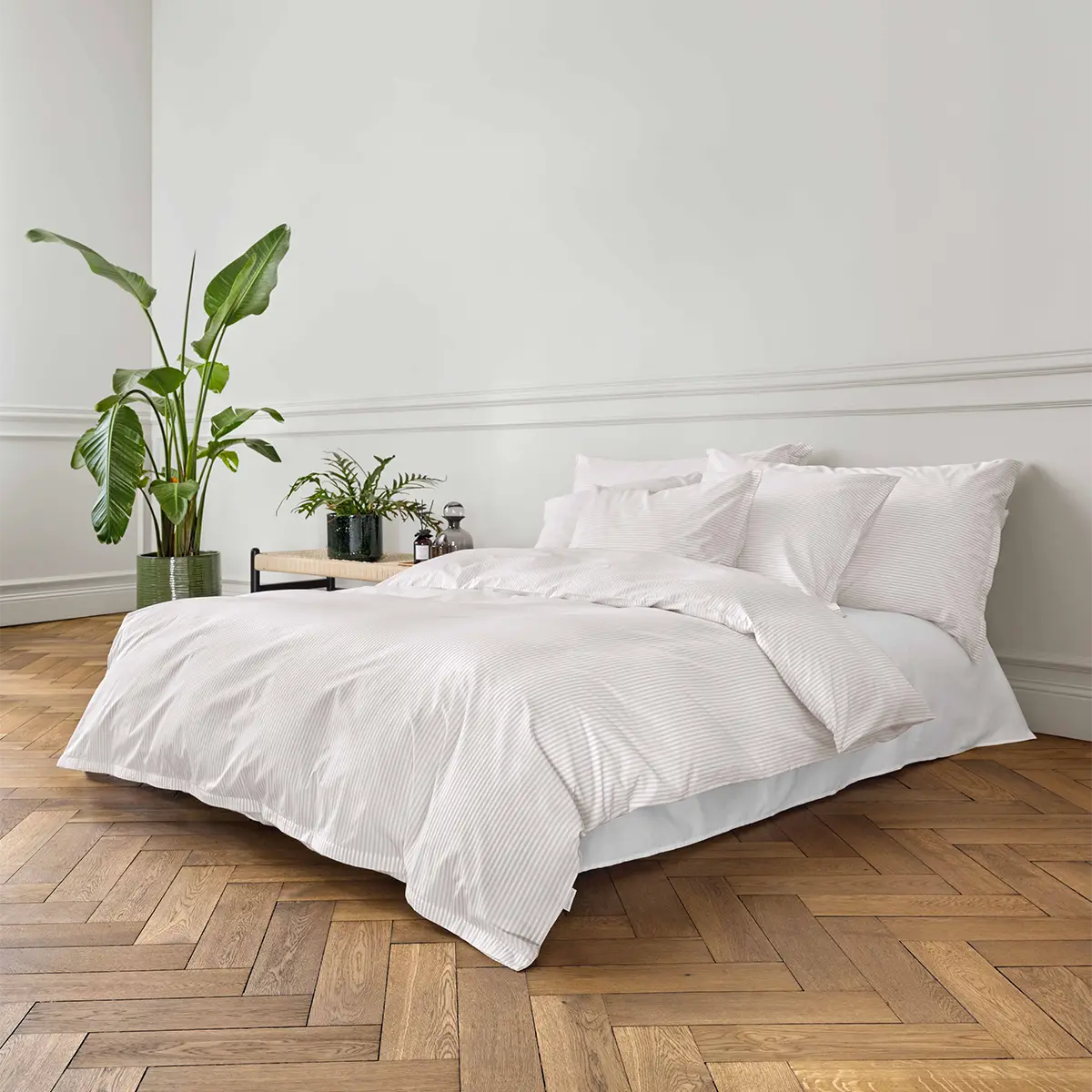 Frische Popeline Bettwäsche "Bari Stripe Gris"