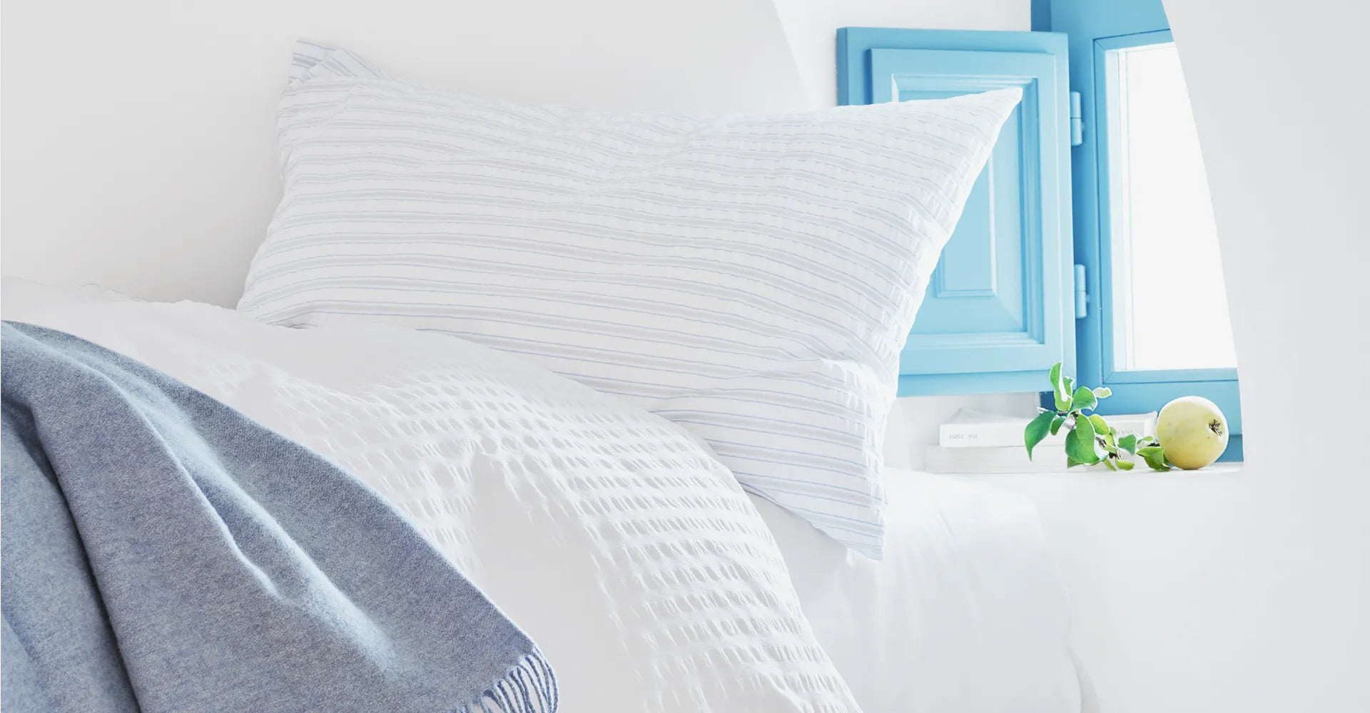 Baumwoll Seersucker Bettwäsche "Dean Blanc"