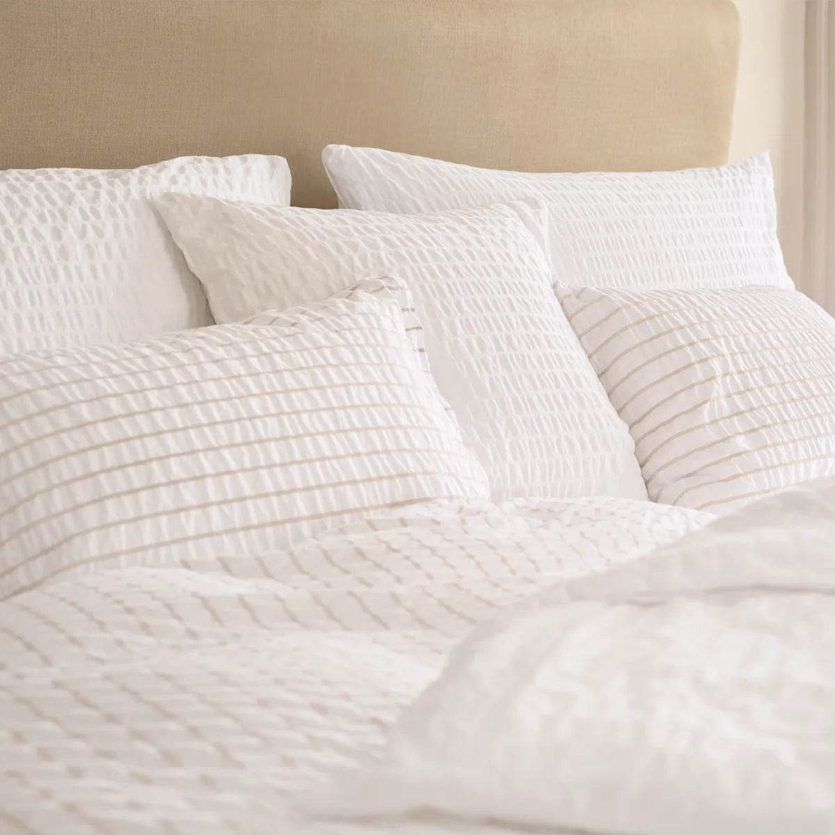 Pamut seersucker ágyneműhuzat "Dean Blanc"